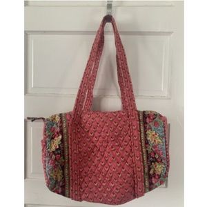 VERA BRADLEY Large Duffel Bag Vintage RETIRED Pansy Pink Pattern EUC